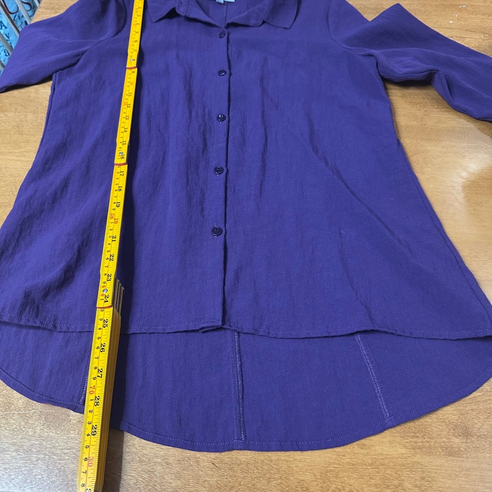 Habitat Button Down Tunic Womens XS Lightweight Textured Long Sleeve Art To Wear - Picture 13 of 13